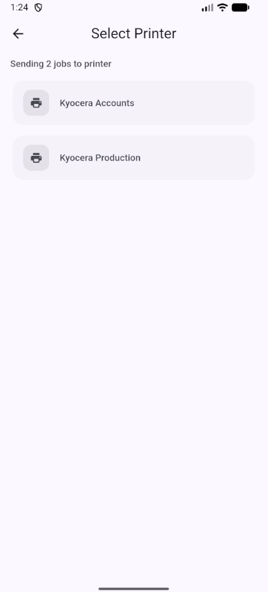 FollowMeFree mobile app print release confirmation screen